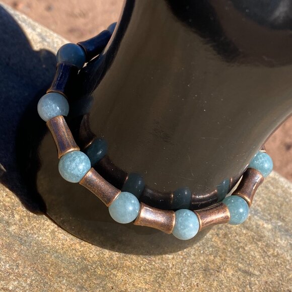 Wanderer and Gatherer Bracelet - Jade and Bamboo Brass SM/SM-MED - Picture 2 of 5